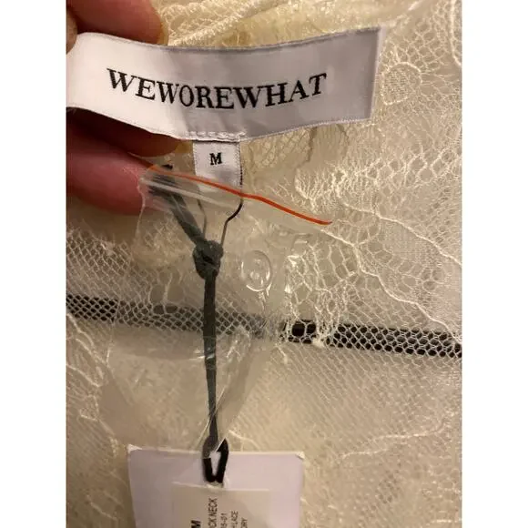 Brand New WeWoreWhat Women's Size Medium Ivory White Lace Mock Neck Top - Picture 7 of 7
